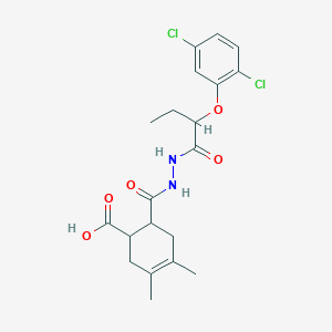 molecular formula C20H24Cl2N2O5 B6055636 6-({2-[2-(2,5-dichlorophenoxy)butanoyl]hydrazino}carbonyl)-3,4-dimethyl-3-cyclohexene-1-carboxylic acid 