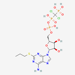 molecular formula C14H22Cl2N5O12P3S B605564 [[[[(2R,3S,4R,5R)-5-(6-氨基-2-丙基硫代嘌呤-9-基)-3,4-二羟基氧杂环-2-基]甲氧基-羟基磷酰基]氧基-羟基磷酰基]-二氯甲基]膦酸 CAS No. 164992-25-0
