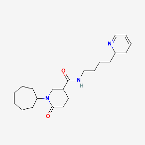 molecular formula C22H33N3O2 B6055649 1-cycloheptyl-6-oxo-N-[4-(2-pyridinyl)butyl]-3-piperidinecarboxamide 