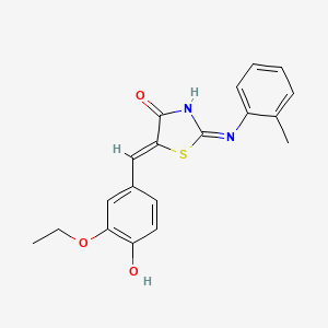 molecular formula C19H18N2O3S B6055670 5-(3-ethoxy-4-hydroxybenzylidene)-2-[(2-methylphenyl)amino]-1,3-thiazol-4(5H)-one 