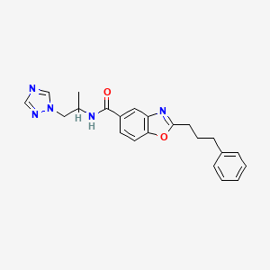 molecular formula C22H23N5O2 B6055704 N-[1-methyl-2-(1H-1,2,4-triazol-1-yl)ethyl]-2-(3-phenylpropyl)-1,3-benzoxazole-5-carboxamide 