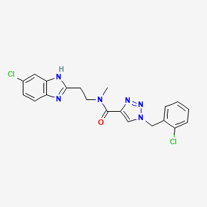 molecular formula C20H18Cl2N6O B6055724 N-[2-(5-chloro-1H-benzimidazol-2-yl)ethyl]-1-(2-chlorobenzyl)-N-methyl-1H-1,2,3-triazole-4-carboxamide 
