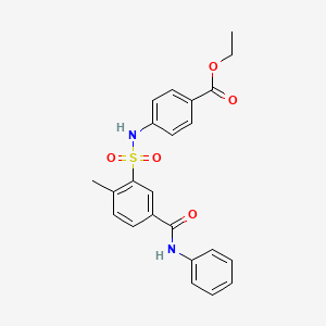 molecular formula C23H22N2O5S B6055731 ethyl 4-({[5-(anilinocarbonyl)-2-methylphenyl]sulfonyl}amino)benzoate 