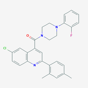 molecular formula C28H25ClFN3O B6055734 6-chloro-2-(2,4-dimethylphenyl)-4-{[4-(2-fluorophenyl)-1-piperazinyl]carbonyl}quinoline 