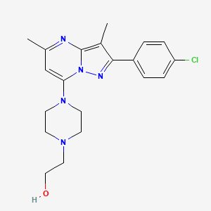 molecular formula C20H24ClN5O B6055771 2-{4-[2-(4-chlorophenyl)-3,5-dimethylpyrazolo[1,5-a]pyrimidin-7-yl]-1-piperazinyl}ethanol 