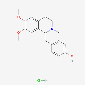 molecular formula C19H24ClNO3 B605578 Phenol, 4-((1,2,3,4-tetrahydro-6,7-dimethoxy-2-methyl-1-isoquinolinyl)methyl)-, hydrochloride CAS No. 13944-21-3