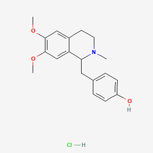 molecular formula C19H24ClNO3 B605578 苯酚，4-((1,2,3,4-四氢-6,7-二甲氧基-2-甲基-1-异喹啉基)甲基)-，盐酸盐 CAS No. 13944-21-3