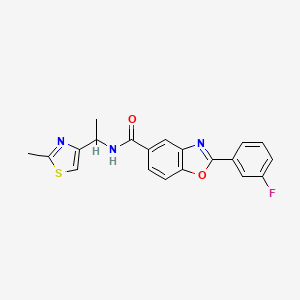molecular formula C20H16FN3O2S B6055786 2-(3-fluorophenyl)-N-[1-(2-methyl-1,3-thiazol-4-yl)ethyl]-1,3-benzoxazole-5-carboxamide 