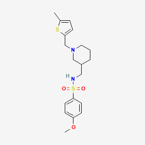 molecular formula C19H26N2O3S2 B6055787 4-methoxy-N-({1-[(5-methyl-2-thienyl)methyl]-3-piperidinyl}methyl)benzenesulfonamide 