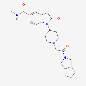 molecular formula C24H32N4O3 B605579 1-[1-[2-(3,3a,4,5,6,6a-hexahydro-1H-cyclopenta[c]pyrrol-2-yl)-2-oxoethyl]piperidin-4-yl]-N-methyl-2-oxo-3H-indole-5-carboxamide CAS No. 1037837-27-6
