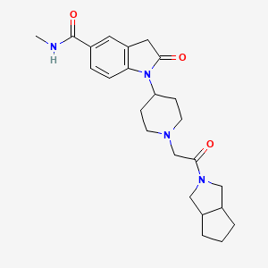 molecular formula C24H32N4O3 B605579 1-[1-[2-(3,3a,4,5,6,6a-hexahydro-1H-cyclopenta[c]pyrrol-2-yl)-2-oxoethyl]piperidin-4-yl]-N-methyl-2-oxo-3H-indole-5-carboxamide 