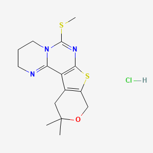 molecular formula C15H20ClN3OS2 B6055800 11,11-dimethyl-6-(methylthio)-3,4,11,12-tetrahydro-2H,9H-pyrano[4',3':4,5]thieno[3,2-e]pyrimido[1,2-c]pyrimidine hydrochloride 