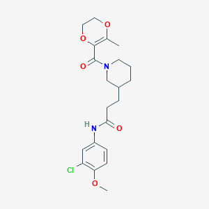 molecular formula C21H27ClN2O5 B6055806 N-(3-chloro-4-methoxyphenyl)-3-{1-[(3-methyl-5,6-dihydro-1,4-dioxin-2-yl)carbonyl]-3-piperidinyl}propanamide 
