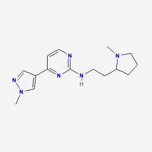 molecular formula C15H22N6 B6055815 4-(1-methyl-1H-pyrazol-4-yl)-N-[2-(1-methylpyrrolidin-2-yl)ethyl]pyrimidin-2-amine 