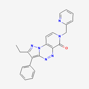 molecular formula C22H18N6O B6055818 2-ethyl-3-phenyl-7-(2-pyridinylmethyl)pyrazolo[5,1-c]pyrido[4,3-e][1,2,4]triazin-6(7H)-one 
