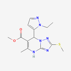 molecular formula C14H18N6O2S B6055834 methyl 7-(1-ethyl-1H-pyrazol-5-yl)-5-methyl-2-(methylthio)-4,7-dihydro[1,2,4]triazolo[1,5-a]pyrimidine-6-carboxylate 
