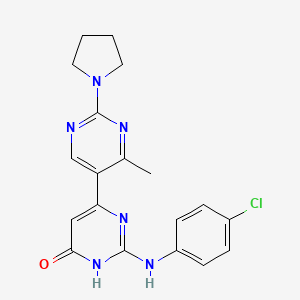 molecular formula C19H19ClN6O B6055841 2-[(4-chlorophenyl)amino]-4'-methyl-2'-(1-pyrrolidinyl)-4,5'-bipyrimidin-6(1H)-one 