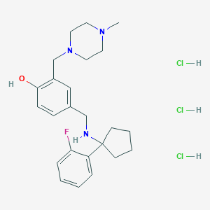 molecular formula C24H33ClFN3O B605585 4-[[[1-(2-氟苯基)环戊基]氨基]甲基]-2-[(4-甲基哌嗪-1-基)甲基]苯酚；三盐酸盐 CAS No. 1700693-96-4