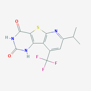 molecular formula C13H10F3N3O2S B6055854 4-hydroxy-7-isopropyl-9-(trifluoromethyl)pyrido[3',2':4,5]thieno[3,2-d]pyrimidin-2(1H)-one 