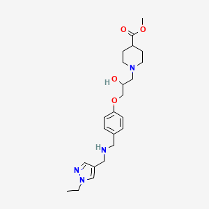 molecular formula C23H34N4O4 B6055857 methyl 1-{3-[4-({[(1-ethyl-1H-pyrazol-4-yl)methyl]amino}methyl)phenoxy]-2-hydroxypropyl}-4-piperidinecarboxylate 