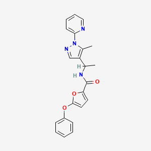molecular formula C22H20N4O3 B6055863 N-{1-[5-methyl-1-(2-pyridinyl)-1H-pyrazol-4-yl]ethyl}-5-phenoxy-2-furamide 