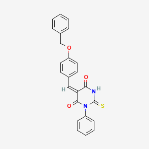 molecular formula C24H18N2O3S B6055879 5-[4-(benzyloxy)benzylidene]-1-phenyl-2-thioxodihydro-4,6(1H,5H)-pyrimidinedione 