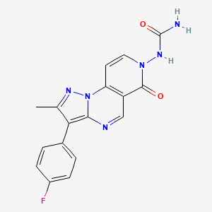 molecular formula C17H13FN6O2 B6055889 N-[3-(4-fluorophenyl)-2-methyl-6-oxopyrazolo[1,5-a]pyrido[3,4-e]pyrimidin-7(6H)-yl]urea 