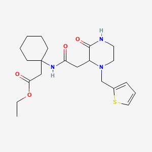 molecular formula C21H31N3O4S B6055916 ethyl [1-({[3-oxo-1-(2-thienylmethyl)-2-piperazinyl]acetyl}amino)cyclohexyl]acetate 
