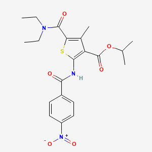 molecular formula C21H25N3O6S B6055923 isopropyl 5-[(diethylamino)carbonyl]-4-methyl-2-[(4-nitrobenzoyl)amino]-3-thiophenecarboxylate 