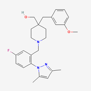 molecular formula C26H32FN3O2 B6055929 [1-[2-(3,5-dimethyl-1H-pyrazol-1-yl)-5-fluorobenzyl]-4-(3-methoxybenzyl)-4-piperidinyl]methanol 