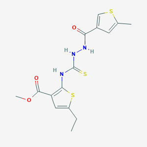 molecular formula C15H17N3O3S3 B6055933 methyl 5-ethyl-2-[({2-[(5-methyl-3-thienyl)carbonyl]hydrazino}carbonothioyl)amino]-3-thiophenecarboxylate 