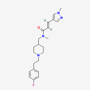 molecular formula C22H29FN4O B6055937 (2E)-N-({1-[2-(4-fluorophenyl)ethyl]-4-piperidinyl}methyl)-N-methyl-3-(1-methyl-1H-pyrazol-4-yl)acrylamide 