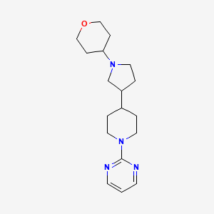 molecular formula C18H28N4O B6055966 2-{4-[1-(tetrahydro-2H-pyran-4-yl)-3-pyrrolidinyl]-1-piperidinyl}pyrimidine 