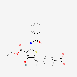 molecular formula C27H27NO6S B6056008 ethyl 2-[(4-tert-butylbenzoyl)amino]-5-[4-(methoxycarbonyl)benzylidene]-4-oxo-4,5-dihydro-3-thiophenecarboxylate 