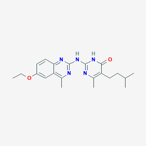 molecular formula C21H27N5O2 B6056042 2-[(6-ethoxy-4-methyl-2-quinazolinyl)amino]-6-methyl-5-(3-methylbutyl)-4(3H)-pyrimidinone 