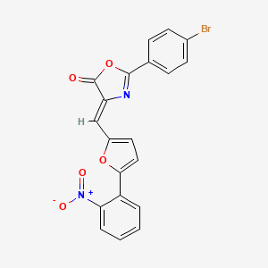molecular formula C20H11BrN2O5 B6056062 2-(4-bromophenyl)-4-{[5-(2-nitrophenyl)-2-furyl]methylene}-1,3-oxazol-5(4H)-one 