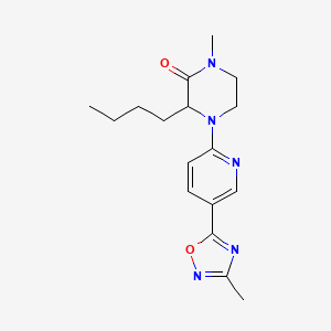 molecular formula C17H23N5O2 B6056072 3-butyl-1-methyl-4-[5-(3-methyl-1,2,4-oxadiazol-5-yl)-2-pyridinyl]-2-piperazinone 