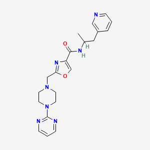 molecular formula C21H25N7O2 B6056079 N-[1-methyl-2-(3-pyridinyl)ethyl]-2-{[4-(2-pyrimidinyl)-1-piperazinyl]methyl}-1,3-oxazole-4-carboxamide 