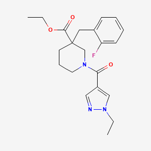 molecular formula C21H26FN3O3 B6056093 ethyl 1-[(1-ethyl-1H-pyrazol-4-yl)carbonyl]-3-(2-fluorobenzyl)-3-piperidinecarboxylate 