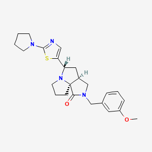 molecular formula C24H30N4O2S B6056129 (3aS*,5S*,9aS*)-2-(3-methoxybenzyl)-5-[2-(1-pyrrolidinyl)-1,3-thiazol-5-yl]hexahydro-7H-pyrrolo[3,4-g]pyrrolizin-1(2H)-one 