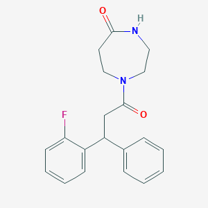 molecular formula C20H21FN2O2 B6056138 1-[3-(2-fluorophenyl)-3-phenylpropanoyl]-1,4-diazepan-5-one 