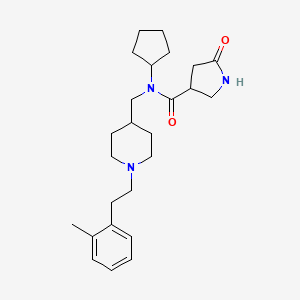 molecular formula C25H37N3O2 B6056149 N-cyclopentyl-N-({1-[2-(2-methylphenyl)ethyl]-4-piperidinyl}methyl)-5-oxo-3-pyrrolidinecarboxamide 