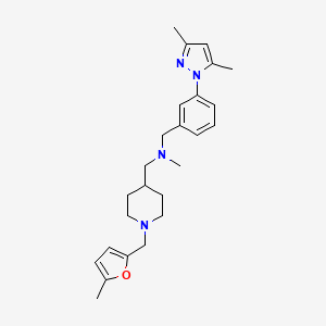 molecular formula C25H34N4O B6056164 1-[3-(3,5-dimethyl-1H-pyrazol-1-yl)phenyl]-N-methyl-N-({1-[(5-methyl-2-furyl)methyl]-4-piperidinyl}methyl)methanamine 
