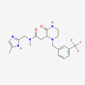 molecular formula C20H24F3N5O2 B6056187 N-methyl-N-[(4-methyl-1H-imidazol-2-yl)methyl]-2-{3-oxo-1-[3-(trifluoromethyl)benzyl]-2-piperazinyl}acetamide 