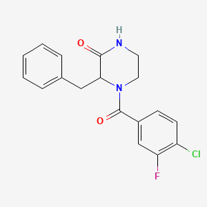 molecular formula C18H16ClFN2O2 B6056208 3-benzyl-4-(4-chloro-3-fluorobenzoyl)-2-piperazinone 