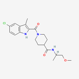 molecular formula C20H26ClN3O3 B6056229 1-[(5-chloro-3-methyl-1H-indol-2-yl)carbonyl]-N-(2-methoxy-1-methylethyl)-4-piperidinecarboxamide 