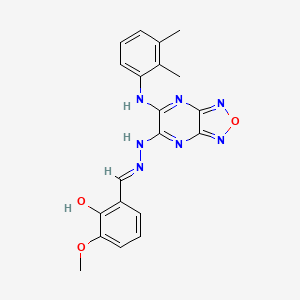 molecular formula C20H19N7O3 B6056266 2-羟基-3-甲氧基苯甲醛{6-[(2,3-二甲基苯基)氨基][1,2,5]恶二唑并[3,4-b]吡嗪-5-基}腙 