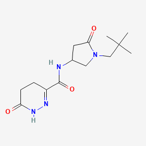 molecular formula C14H22N4O3 B6056274 N-[1-(2,2-dimethylpropyl)-5-oxo-3-pyrrolidinyl]-6-oxo-1,4,5,6-tetrahydro-3-pyridazinecarboxamide 