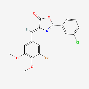 molecular formula C18H13BrClNO4 B6056294 4-(3-bromo-4,5-dimethoxybenzylidene)-2-(3-chlorophenyl)-1,3-oxazol-5(4H)-one 