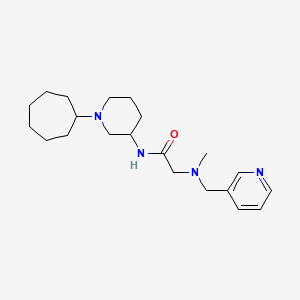 molecular formula C21H34N4O B6056308 N~1~-(1-cycloheptyl-3-piperidinyl)-N~2~-methyl-N~2~-(3-pyridinylmethyl)glycinamide 